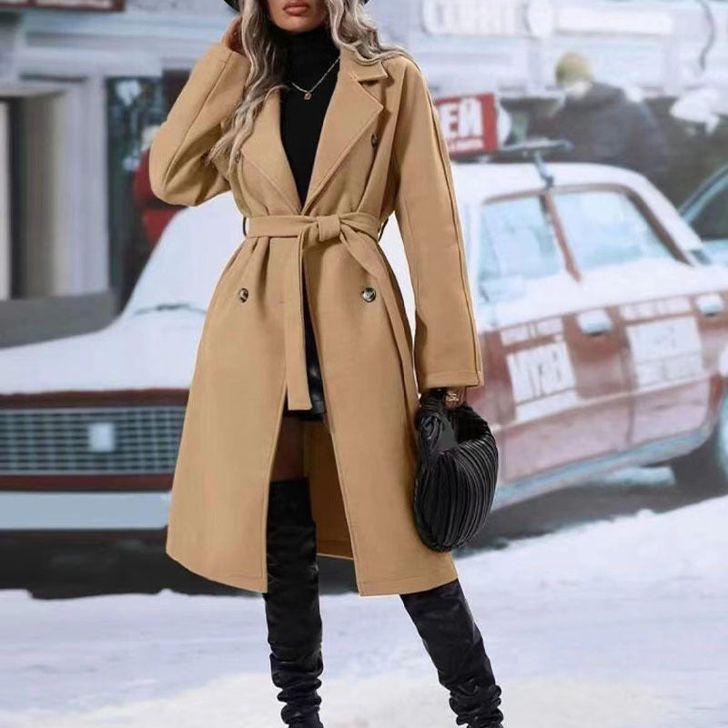 Lapel Trench Coat With Belt