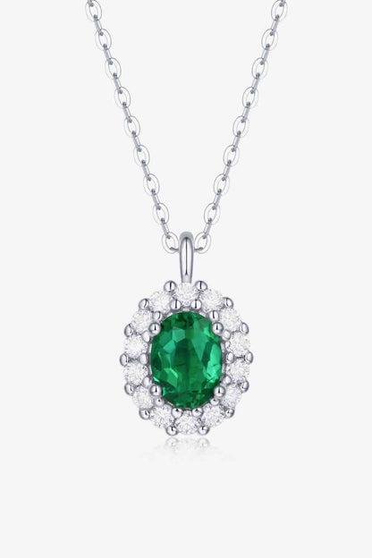 1.5 Carat Emerald 925 Sterling Silver Necklace