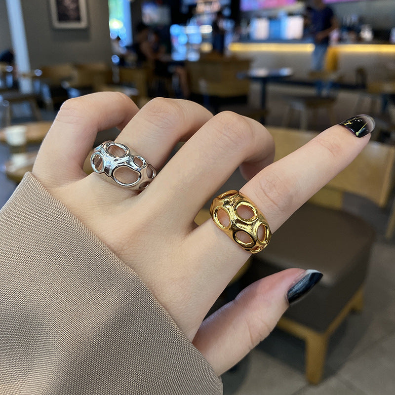 Geometric Curved Surface Index Finger Ring Trendy Street Jewelry