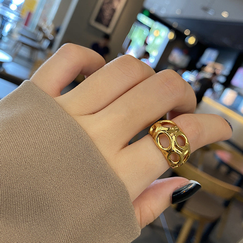Geometric Curved Surface Index Finger Ring Trendy Street Jewelry