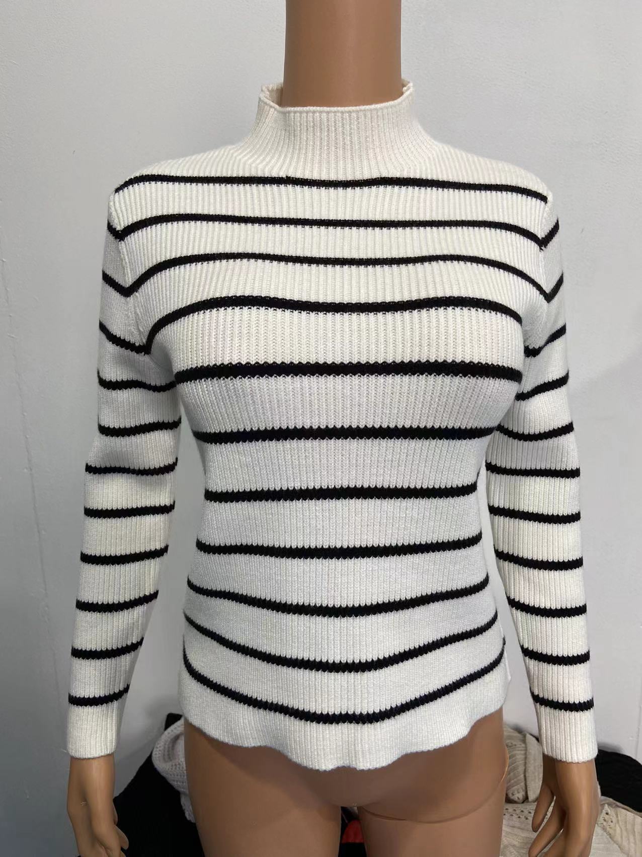 Long Sleeve Sunken Stripe Turtleneck