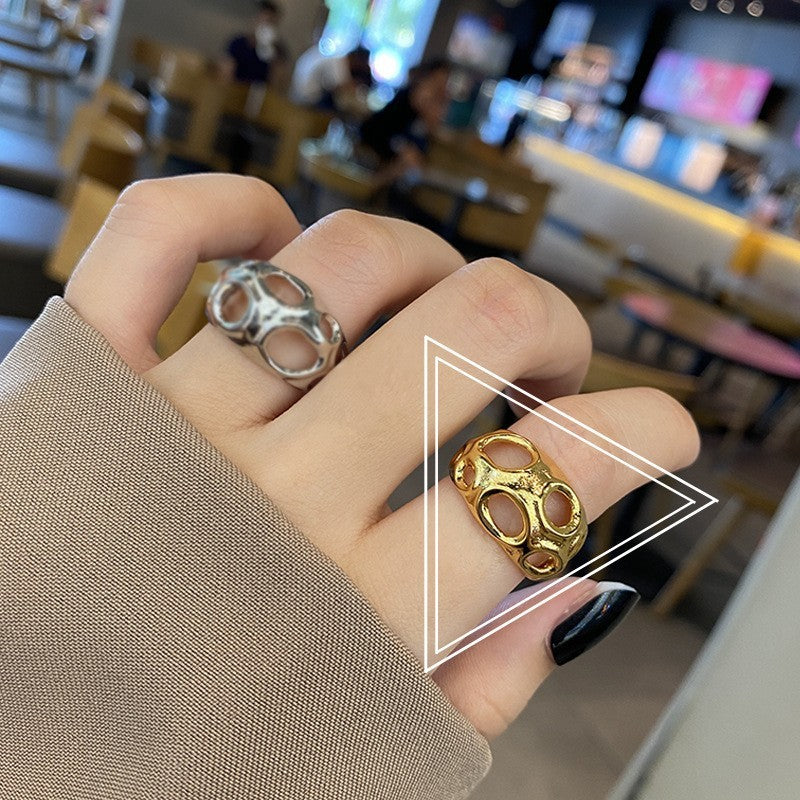 Geometric Curved Surface Index Finger Ring Trendy Street Jewelry