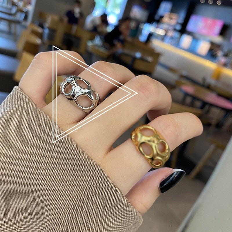 Geometric Curved Surface Index Finger Ring Trendy Street Jewelry