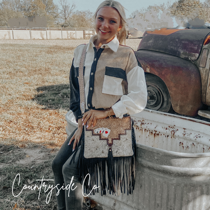 The Gambler Cowhide Fringe Purse