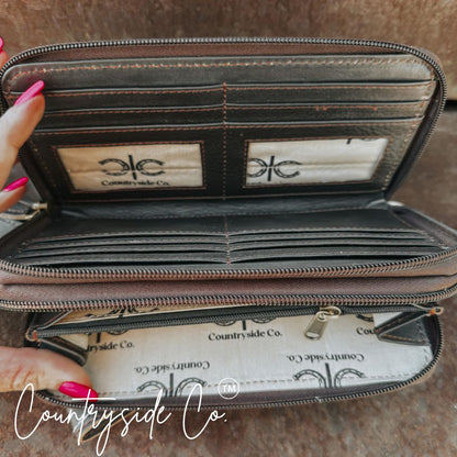 Boot Stitch Leather Wallet Wristlet