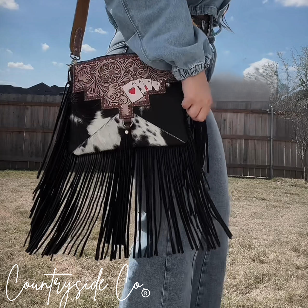 The Gambler Cowhide Fringe Purse