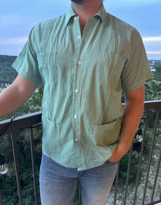 Guayabera - Green Gingham