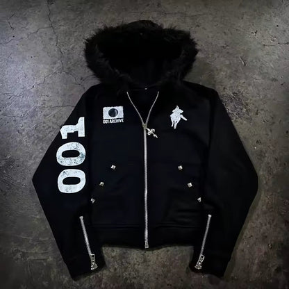 100 Archive Fur-Trim Zip-Up Jacket
