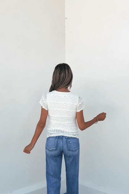 Amara Cream High Neck Lace Top