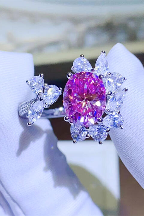 3 Carat Moissanite 925 Sterling Silver Deep Rose Open Engagement Ring. Wedding Ring