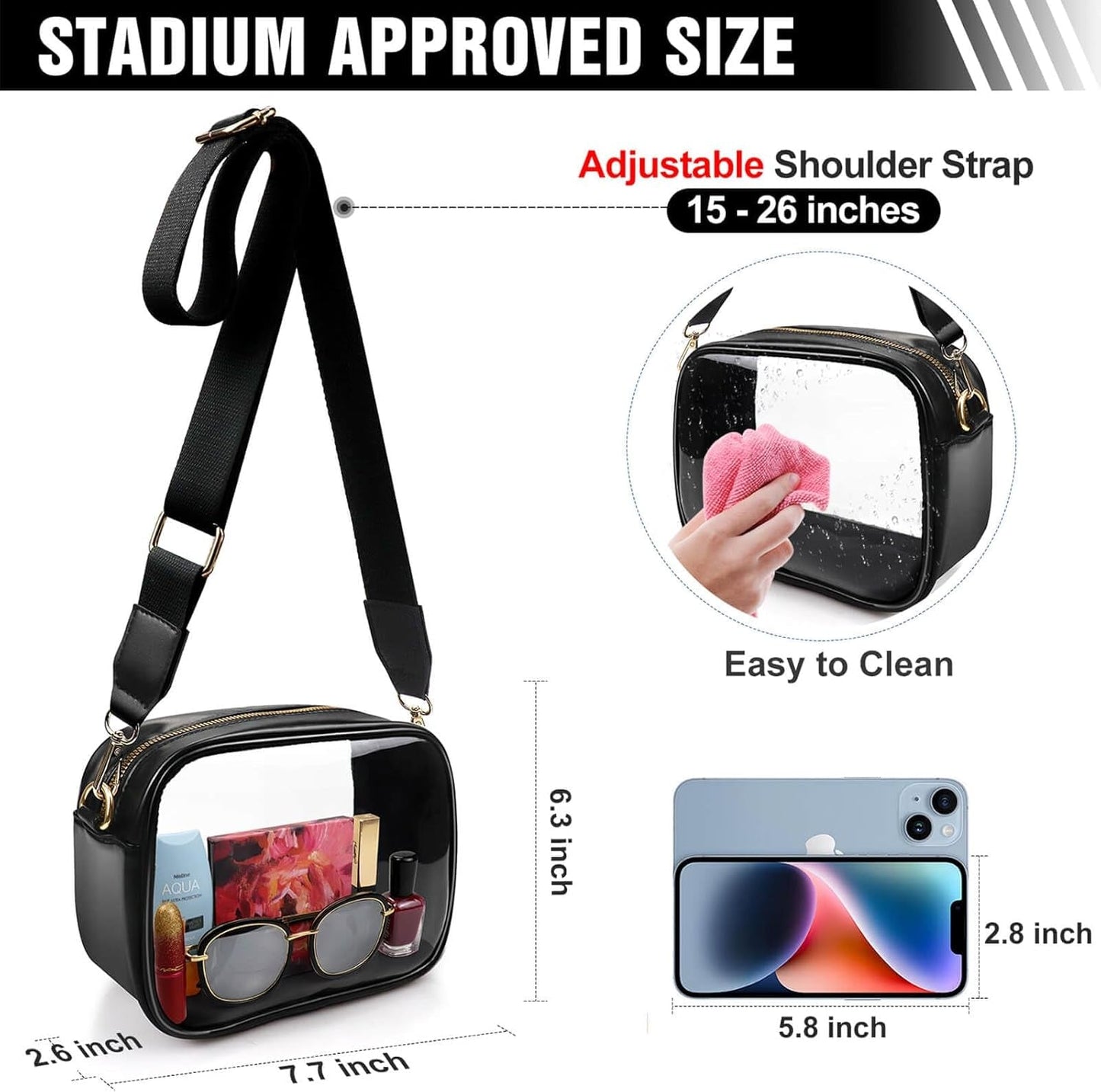 COROMAY Clear Purse for Women, Clear Bag Stadium Approved, Transparent Crossbody Bag